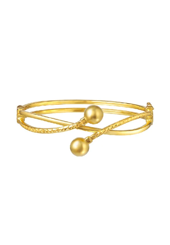 Beautiful bangles with emerald accents-TOMEI Bold Double Cuff Bangle, Yellow Gold 916