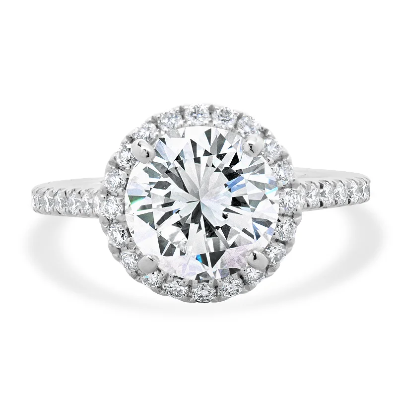 Unique engagement rings with marquise-cut diamonds-14 Karat White Gold Round brilliant Cut Diamond Engagement Ring