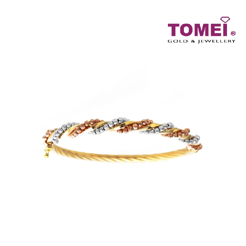 Simple silver bracelets for women-TOMEI Splendorously Frabjous Bangle, Yellow Gold 916