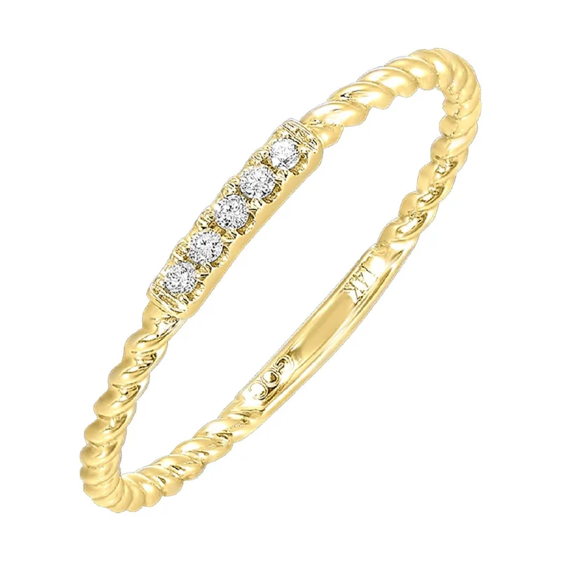 Unique engagement rings with colored diamonds-Yellow Gold Stackable Twist Diamond Band, 0.05 cttw