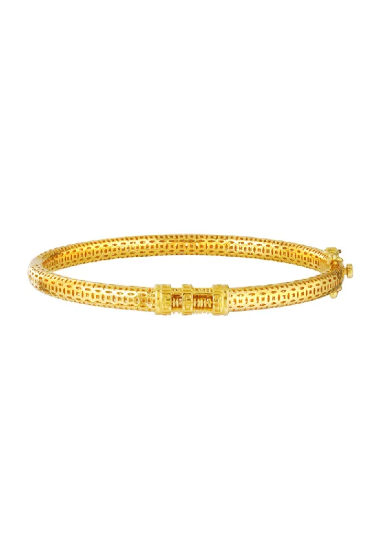 Elegant gold bracelets for women-TOMEI Auspicious Pattern Abacus Bangle, Yellow Gold 916