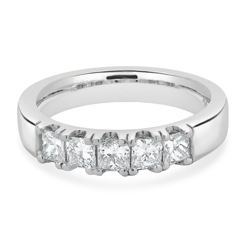 Unique engagement rings with heart-shaped stones-Platinum Princess Cut Diamond Band