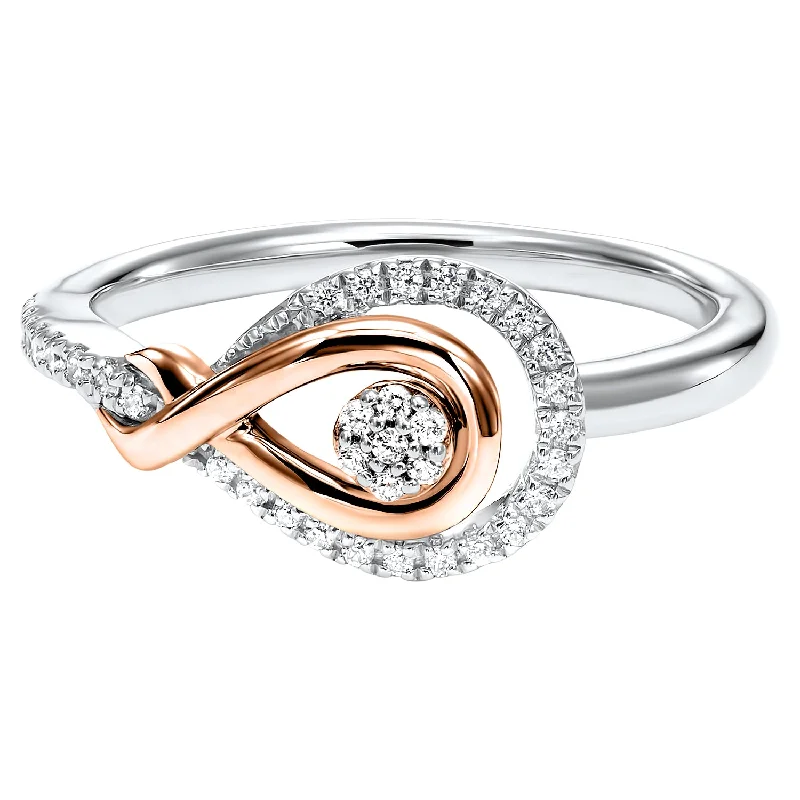 Unique engagement rings with heart-shaped stones-Love's Crossing Diamond Ring in Sterling Silver and Rose Gold