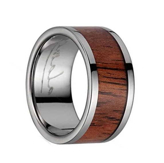 Modern rings with clean lines-Koa Wood Inlaid Men's Titanium Wedding Band