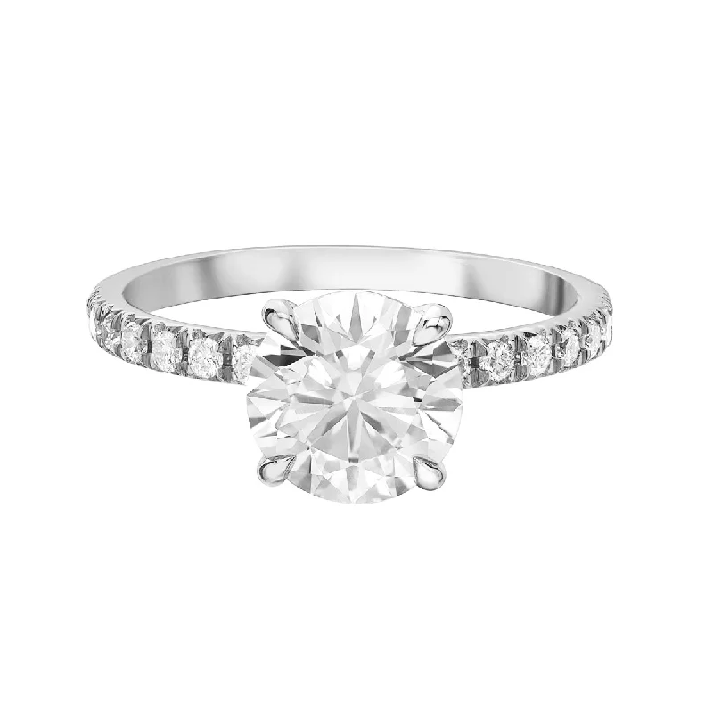 Classic gold engagement rings for women-14kt White Gold 1.30cttw Lab-Grown Diamond Side Stone Engagement Ring