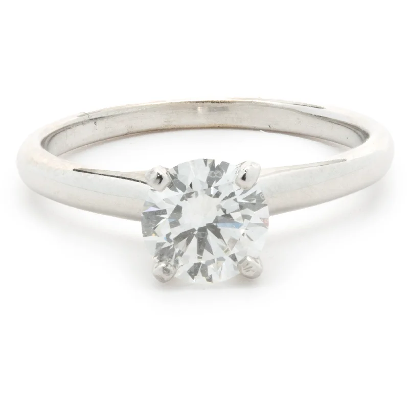 Affordable engagement rings with cushion cut stones-14 Karat White Gold Round Brilliant Cut Diamond Engagement Ring