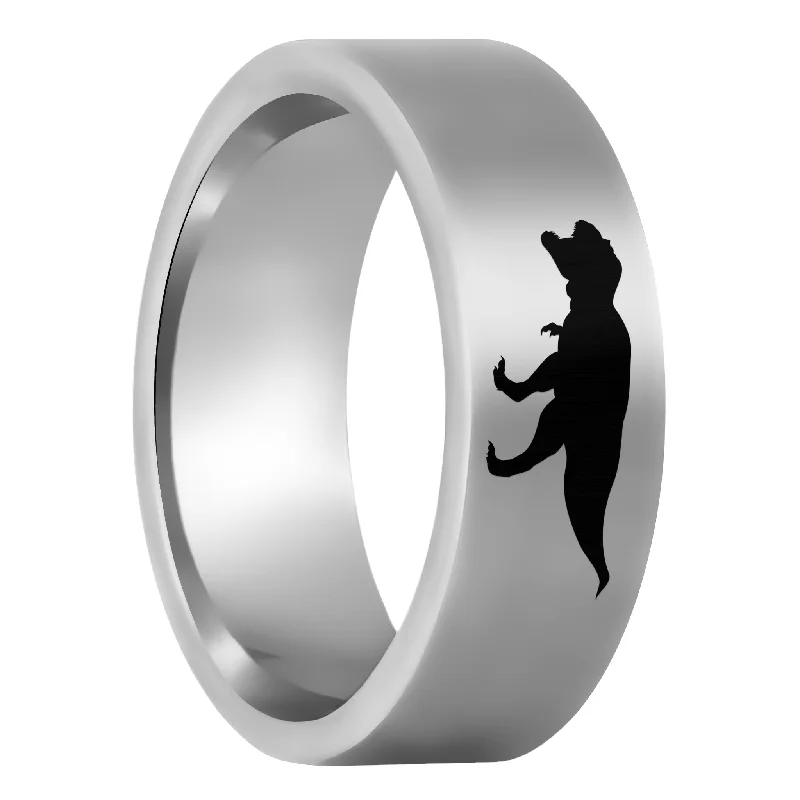 Engagement rings with oval diamonds-Tyrannosaurus Rex Dinosaur Tungsten Men's Wedding Band