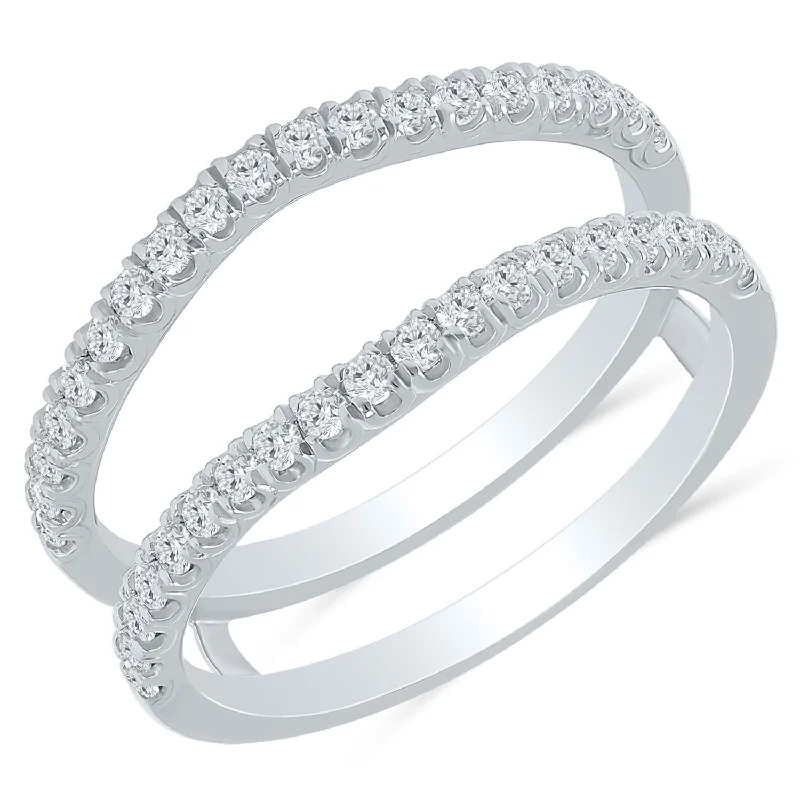 Elegant engagement rings with diamonds-White Gold Diamond Engagement Ring Guard, 0.50 cttw