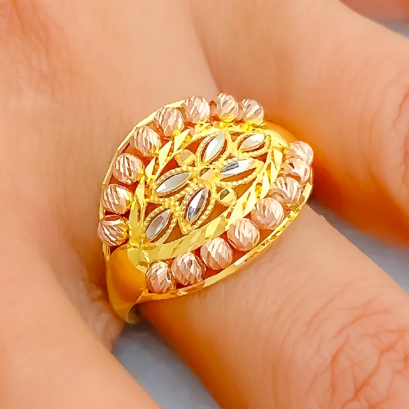 Custom wedding rings with birthstones-Vibrant Charming 22k Gold Ring