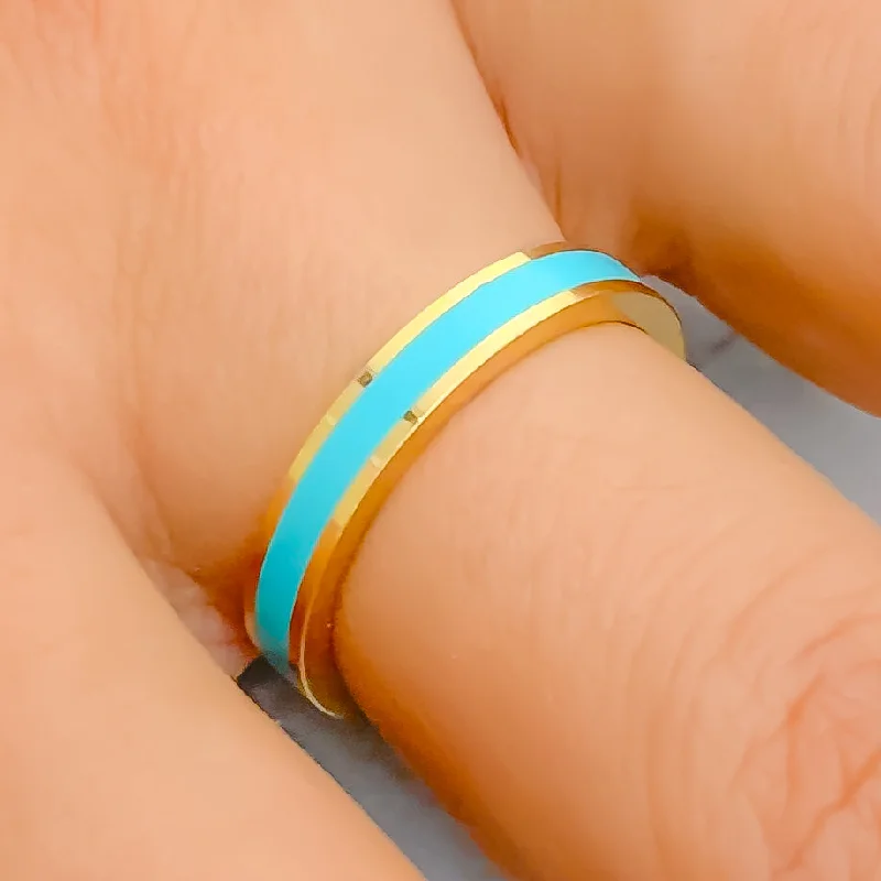 Elegant vintage rings for women-Exclusive Vibrant Turquoise 22k Gold Enamel Band