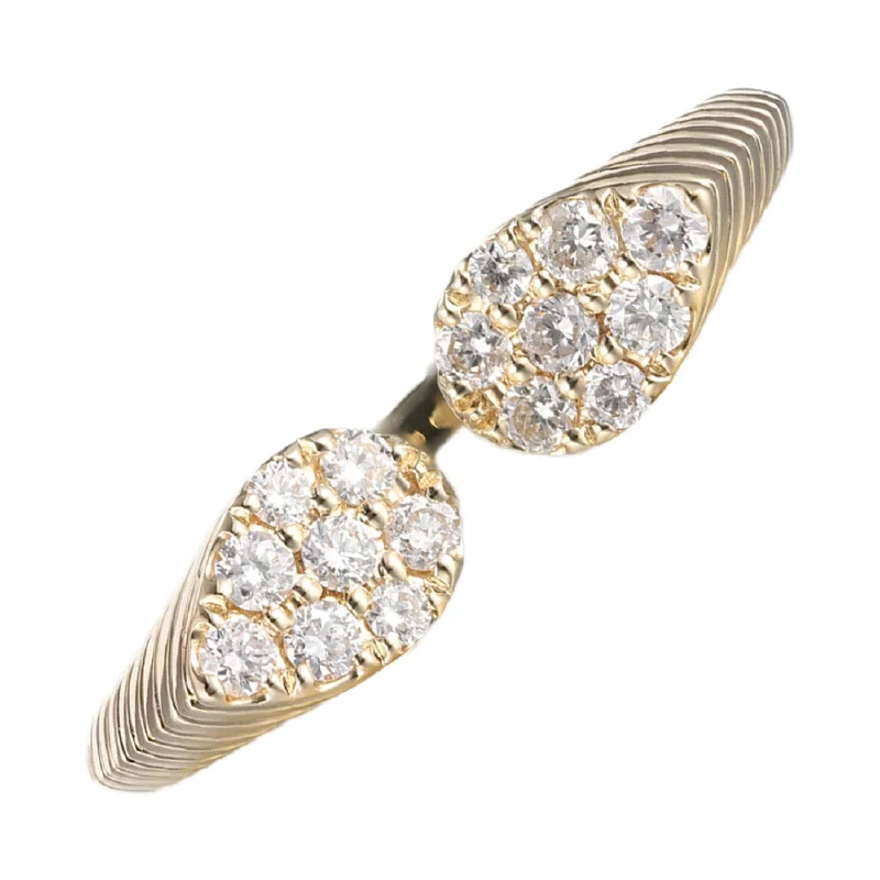 Designer engagement rings with intricate settings-Teardrop Ridged Yellow Gold Diamond Band Ring, 0.25cttw