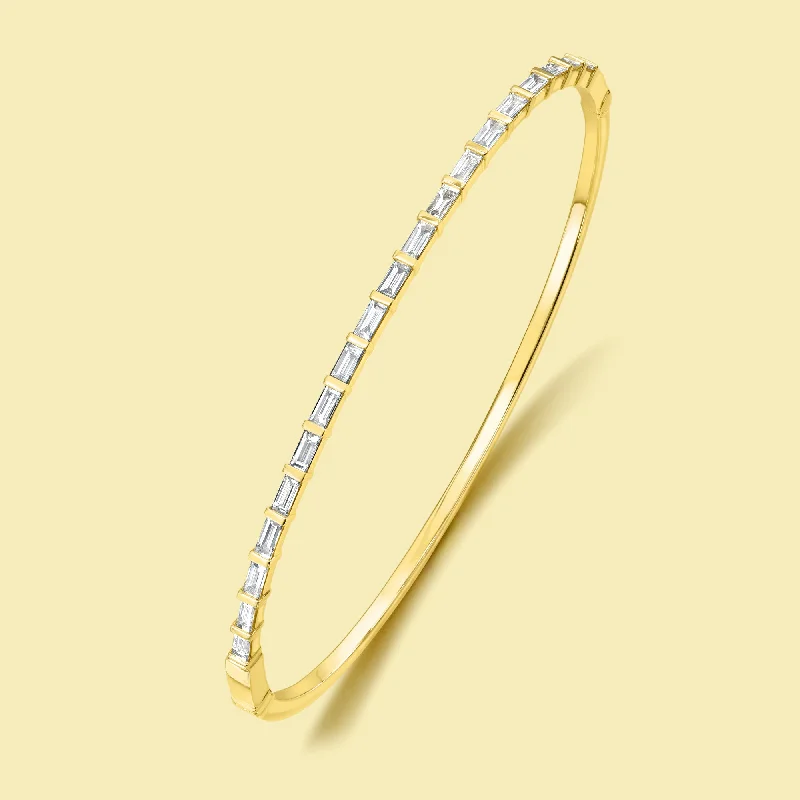 Fashionable bracelets with geometric designs-The Taylor, East-West Baguette Diamond Bangle