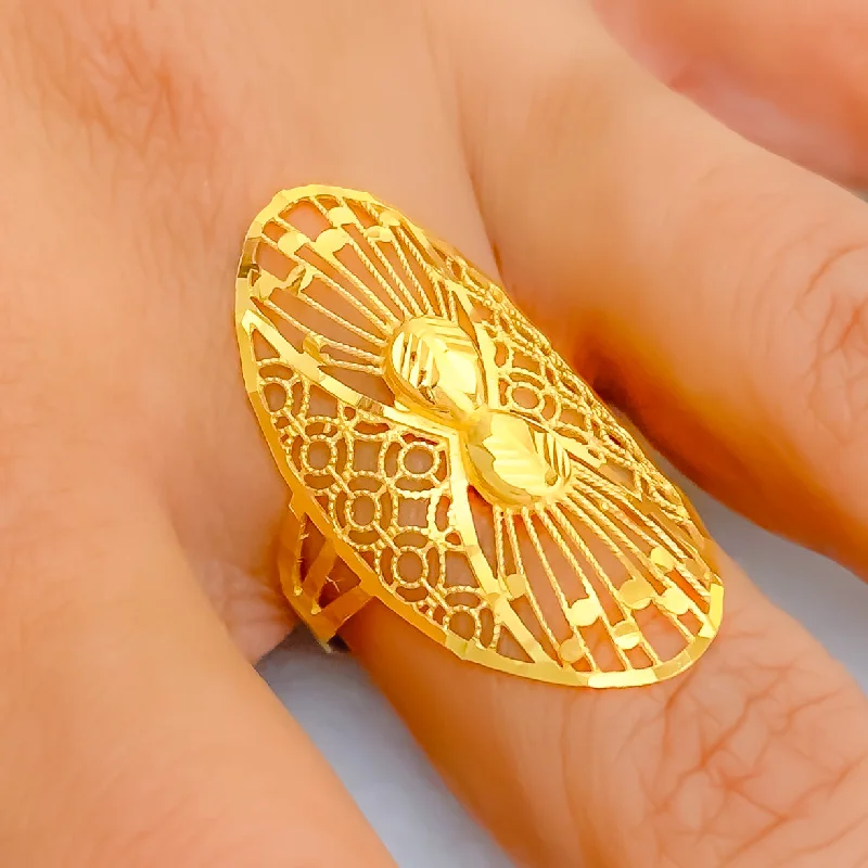 Vintage rings for women-Sculptural Twin Heart 21k Gold Ring