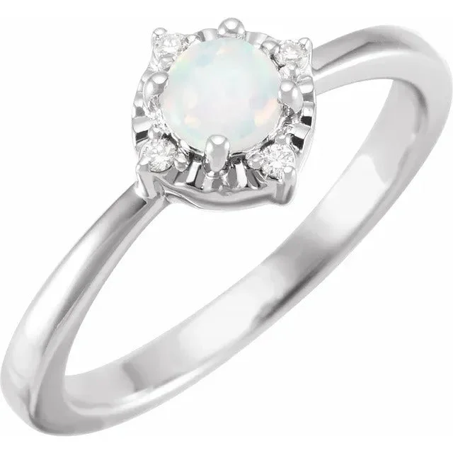 Timeless engagement rings with solitaire diamonds-Lab Created Opal Ring with Diamonds