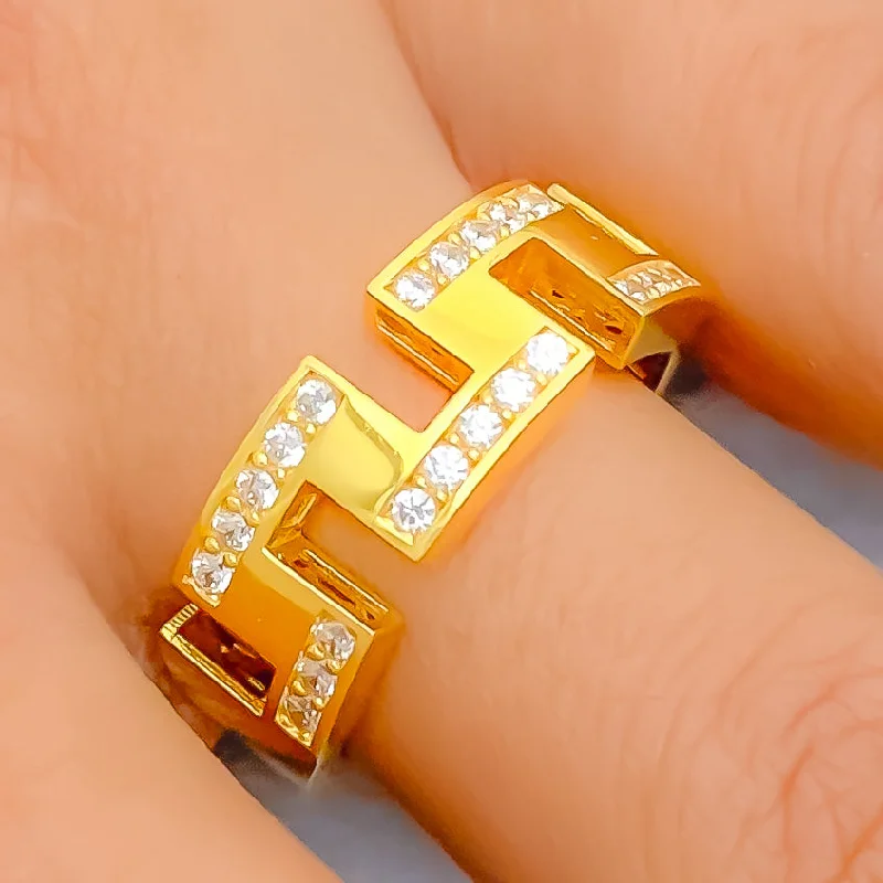 Classic diamond rings for women-Bright Dressy 21k Gold Ring