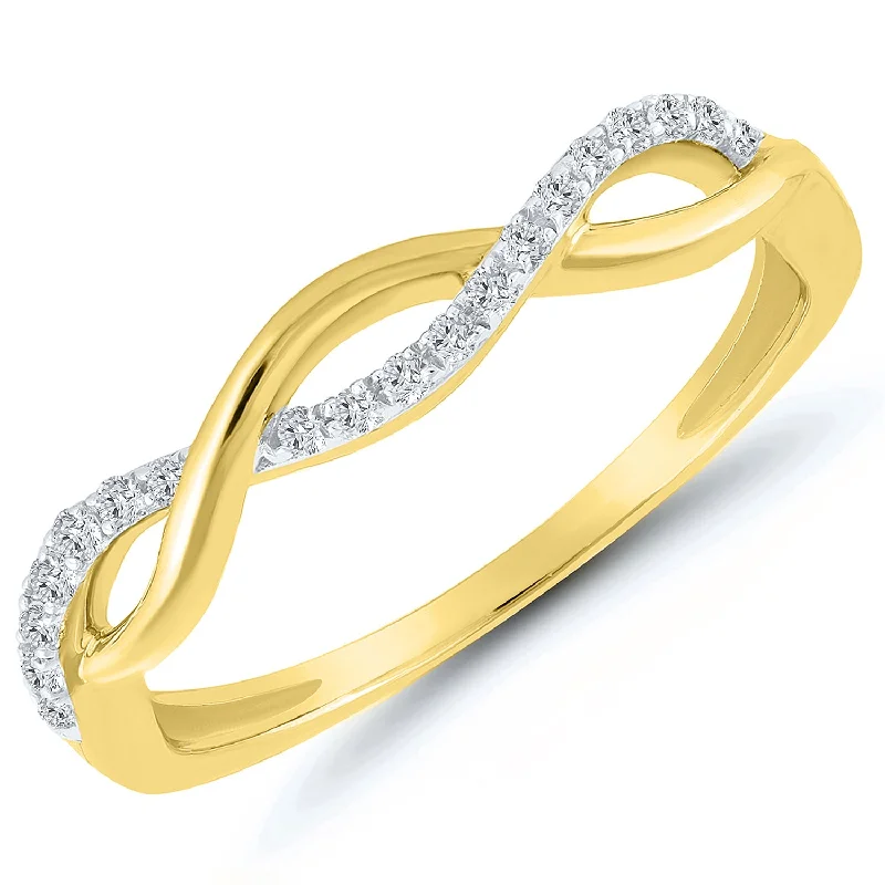 Stunning engagement rings with princess halos-Yellow Gold Diamond Infinity Twist Band Ring, 0.10 cttw