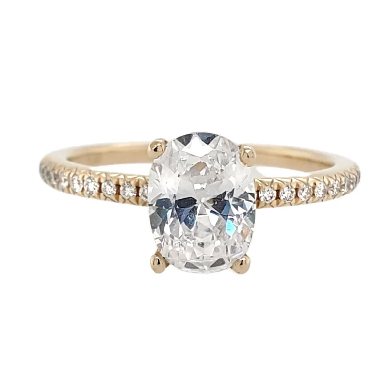 Affordable engagement rings with moissanite-Classic Yellow Gold Diamond Engagement Ring Setting with 0.22 cttw Pave Band