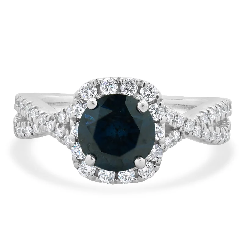 Affordable engagement rings with moissanite-14 Karat White Gold Irradiated Blue Diamond Engagement Ring