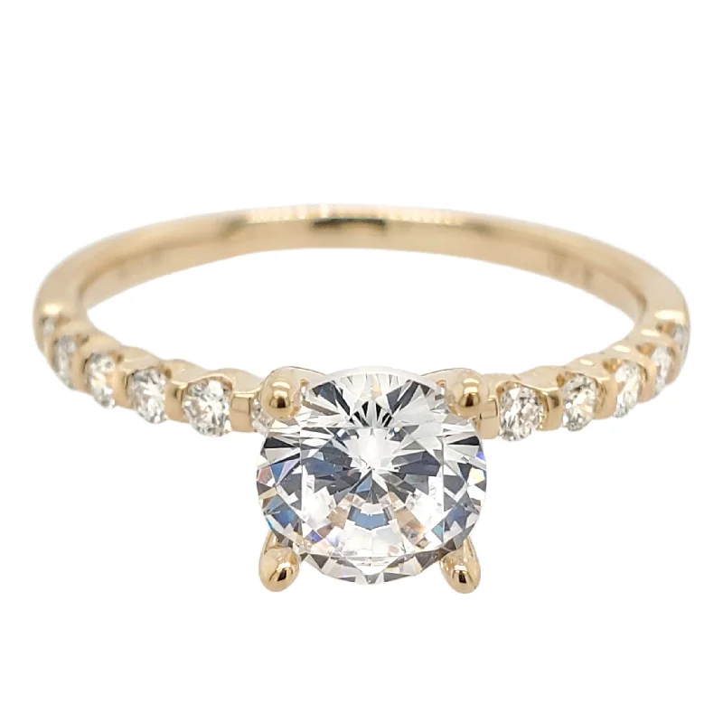 Timeless engagement rings with solitaire settings-Diamond Engagement Ring Setting with Pave Diamond Band, 0.22 cttw