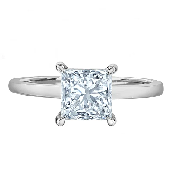 Elegant engagement rings with channel set diamonds-14kt White Gold 3.040ct Lab-Grown Solitaire Diamond Engagement Ring