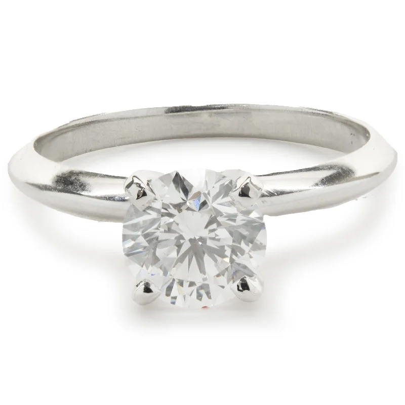 Timeless engagement rings with platinum bands-14 Karat White Gold Round Brilliant Cut Diamond Engagement Ring