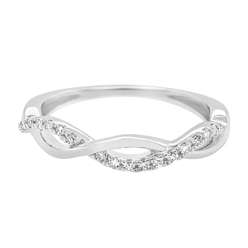 Personalized engagement rings with initials-White Gold Diamond Infinity Twist Band Ring, 0.10 cttw