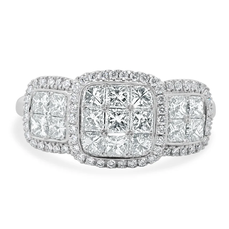 Unique engagement rings with cushion cut stones-18 Karat White Gold Pave Diamond Engagement Ring