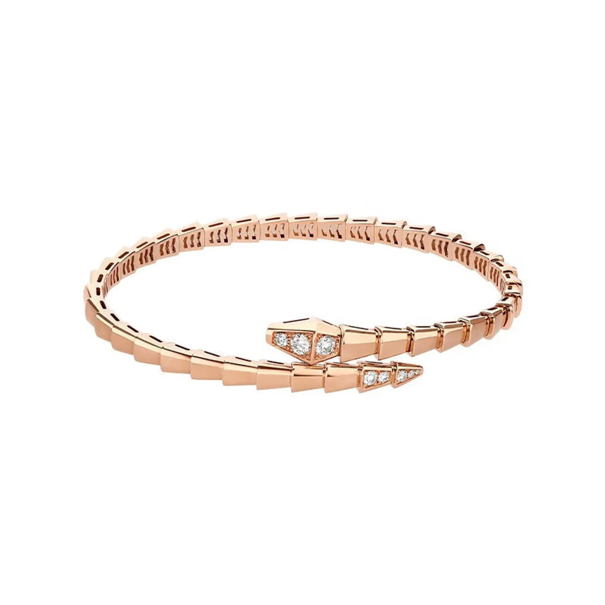 S056 Snake Bone Bracelet Rose Gold Two Ends with Diamond