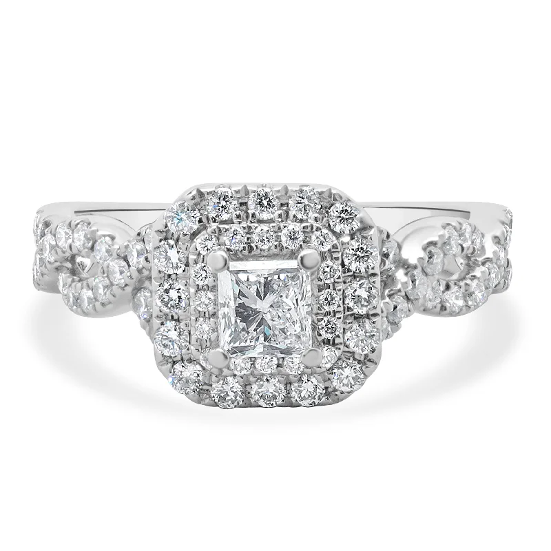 Stunning engagement rings with aquamarine-Vera Wang 14 Karat White Gold Princess Cut Diamond Engagement Ring