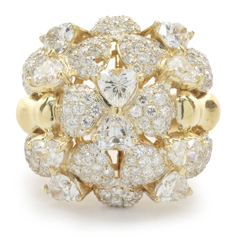 Stunning engagement rings with princess halos-R.C.M 18 Karat Yellow Gold Pave Diamond Dome Ring