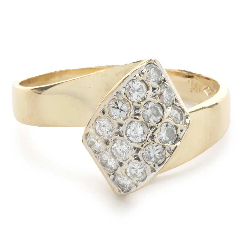 Unique engagement rings with diamond accents-14 Karat Yellow Gold Pave Diamond Foldover Ring