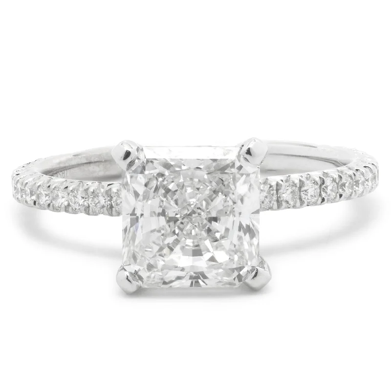 Beautiful three-stone engagement rings-14 Karat White Gold Radiant Cut Diamond Engagement Ring