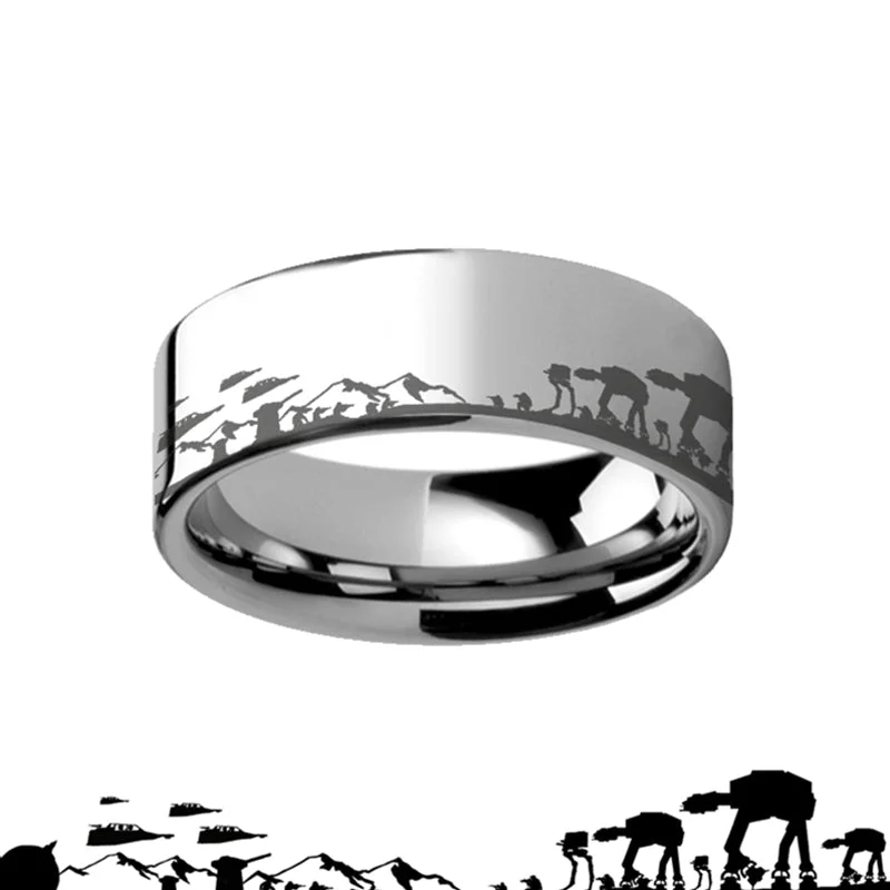 Beautiful rings with moonstones-Star Wars Hoth Battle Tungsten Men's Wedding Band