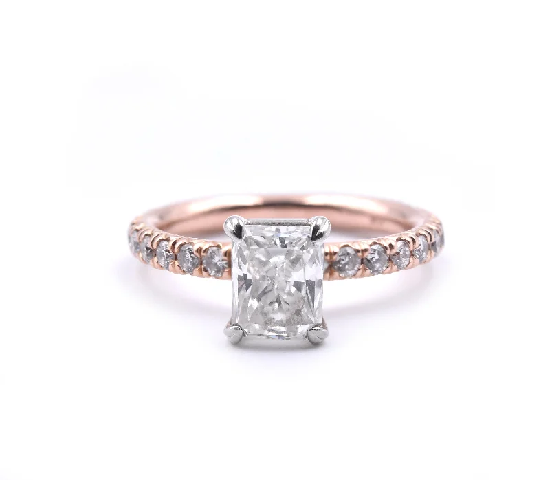 Elegant engagement rings with emerald-cut stones-14K Rose Gold 1.27ct Diamond Engagement Ring