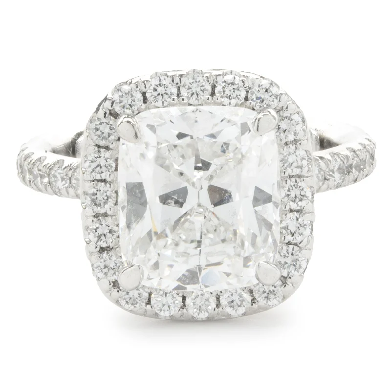 Unique engagement rings with marquise-cut diamonds-Platinum Cushion Cut Diamond Engagement Ring