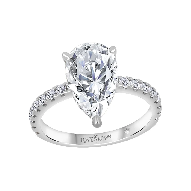 Beautiful engagement rings with side stones-14kt White Gold 1.45cttw Lab-Grown Pear Diamond Engagement Ring