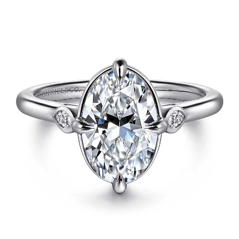 Elegant engagement rings with diamonds-Charli Oval Diamond Engagement Ring Setting with Side Diamonds