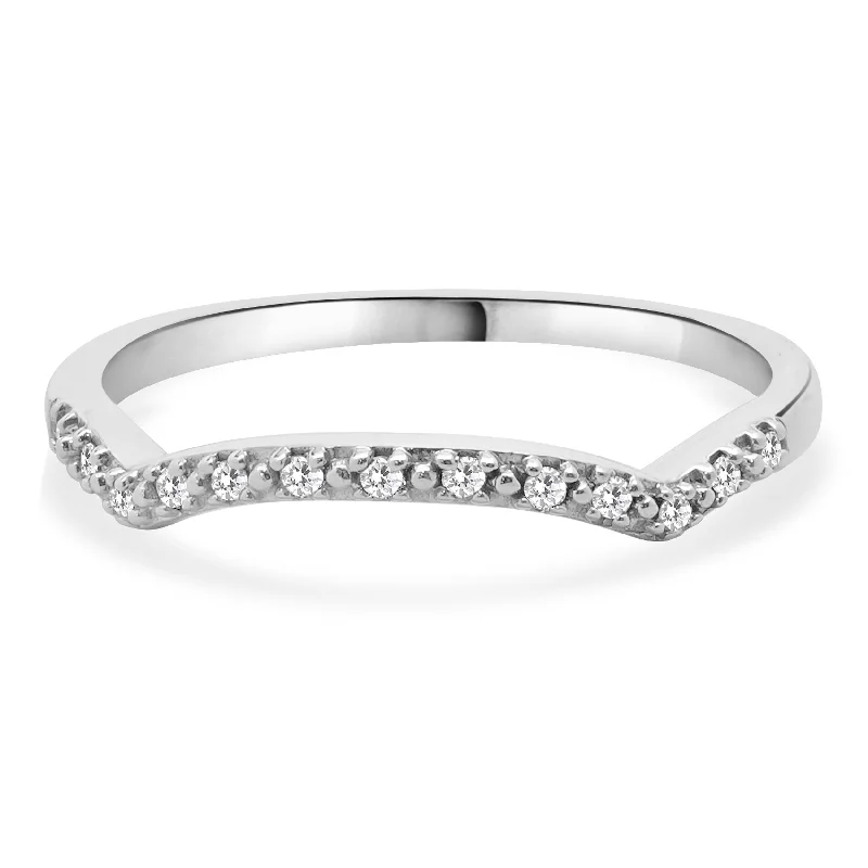 Affordable engagement rings with diamonds-10 Karat White Gold Diamond Contour Band