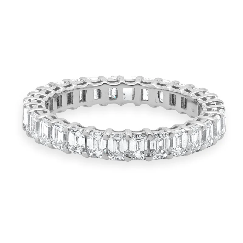 Unique engagement rings with halo designs-14 Karat White Gold Emerald Cut Diamond Eternity Ring