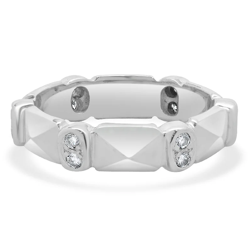 Custom-designed engagement rings for women-18 Karat White Gold Bezel Set Double Diamond Band