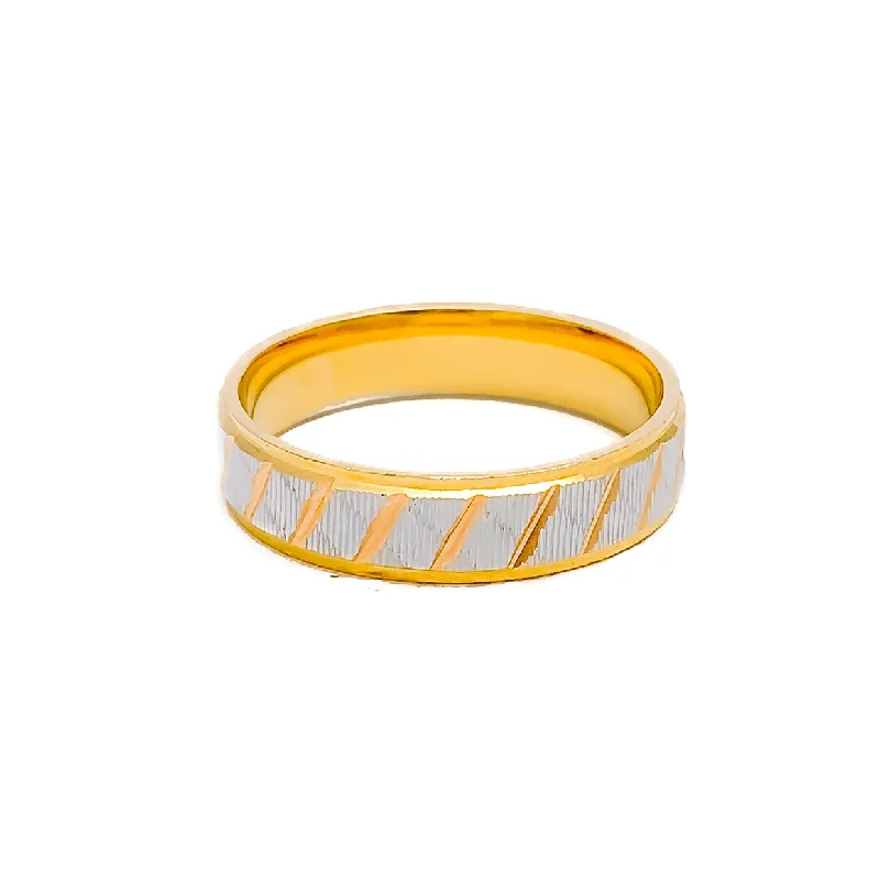 Statement rings for women-Minimalist Striped 22k Gold Band