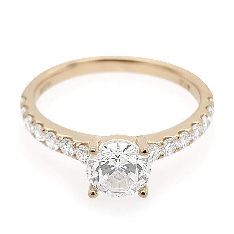 Simple and elegant engagement rings-Classic Pave Engagement Ring Setting in Yellow Gold